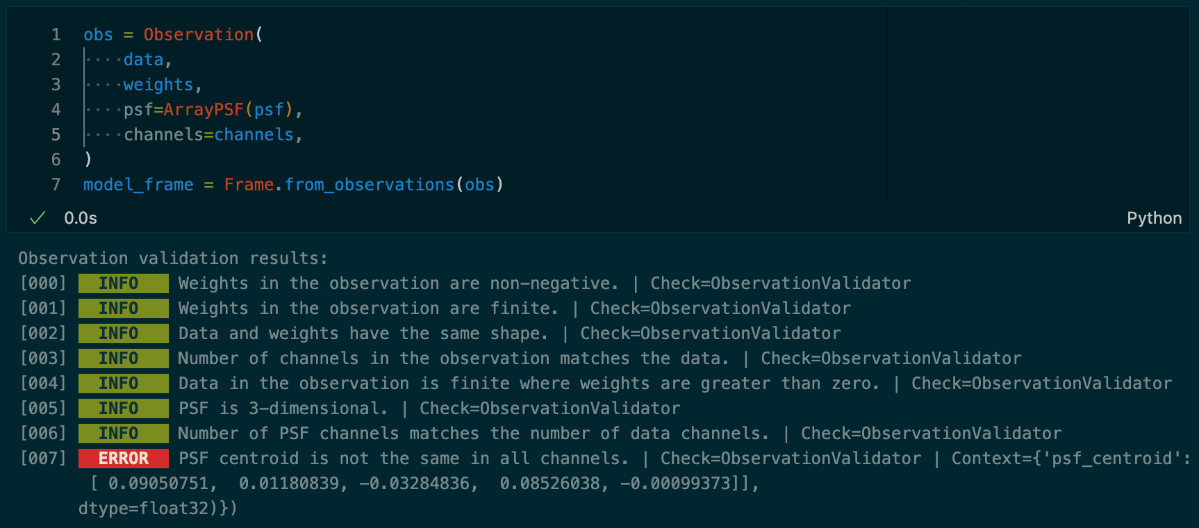 Automatic validation after creating an Observation object.